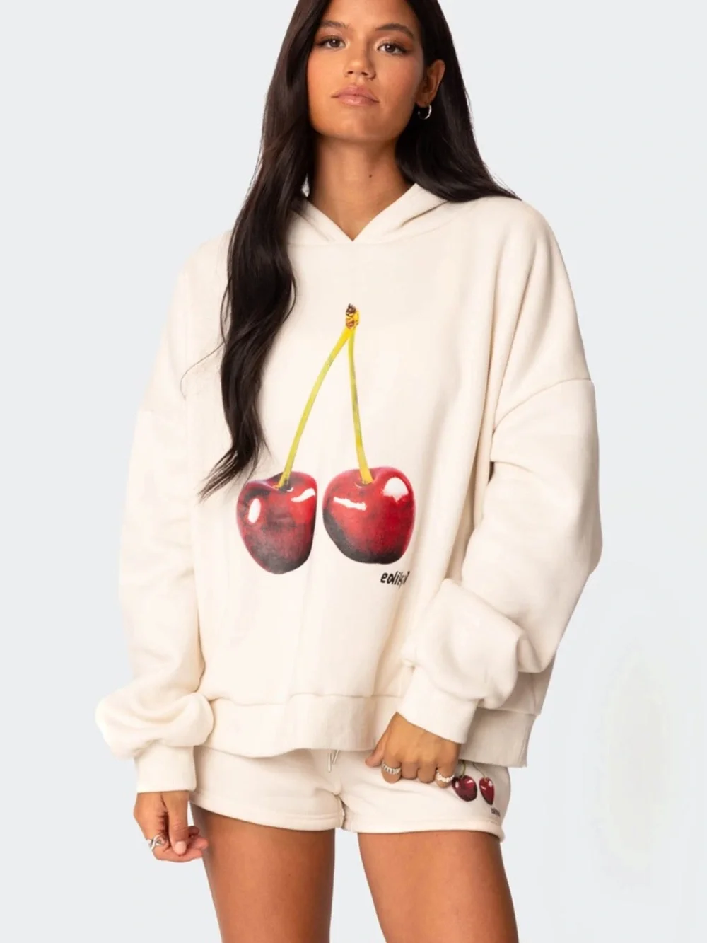 🍒 Edikted Mon Cheri Hoodie in Cream - Size S - Picture 5 of 5